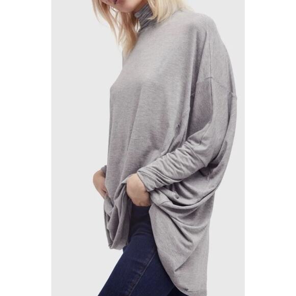 We the Free People Top Womens Sz M Oversized Gray Turtleneck Tunic Dolman Wool - Picture 3 of 14